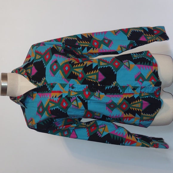 Frontier Series Western Aztec Cowgirl Button Up Shirt Size Medium Vintage - Picture 2 of 7